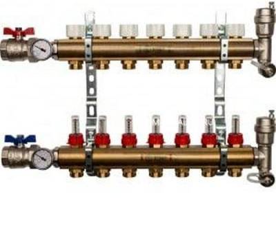 Распределительный коллектор из латуни с расходомерами 7 вых. STOUT SMB 0473 000007